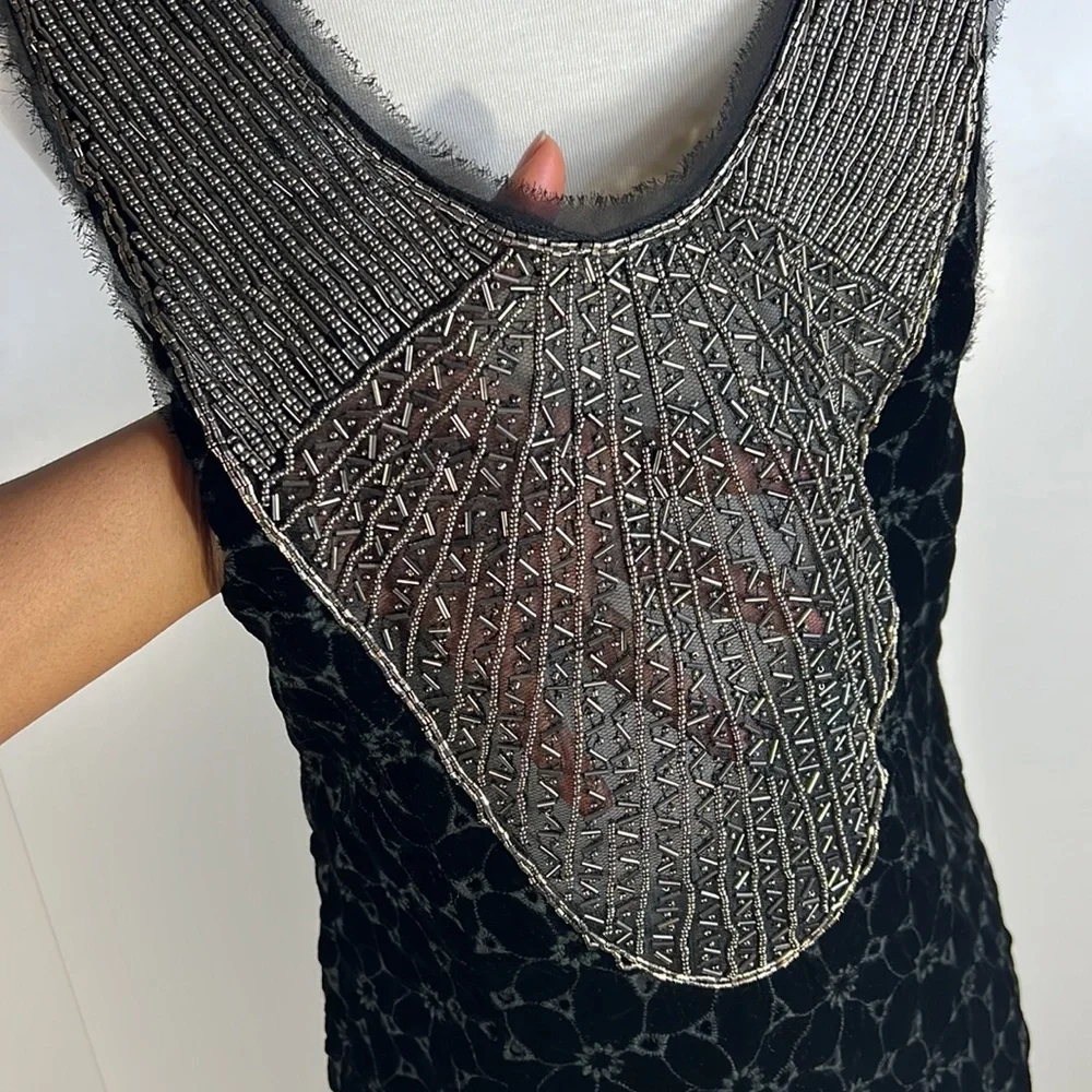 FREE PEOPLE black velvet beaded neck shift dress - Picture 12 of 16